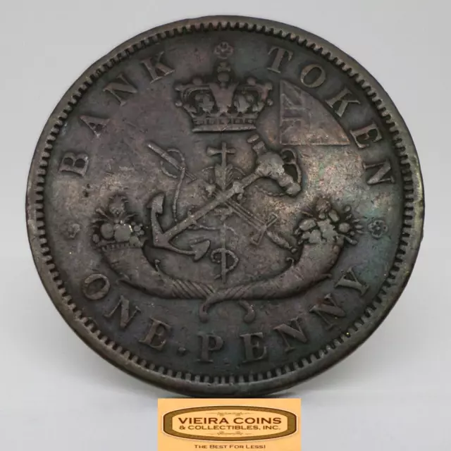 1857 Bank of Upper Canada One Penny Bank Token - #C32655NQ