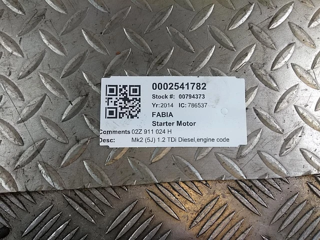 Motorino Avviamento Fabia 02Z911024H Skoda 07-15