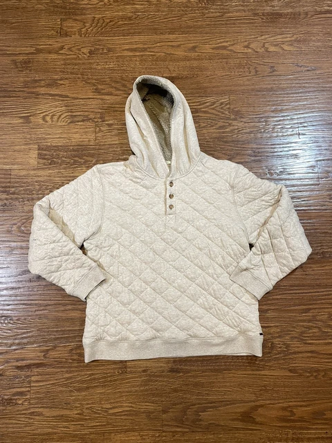 uggs for men Quilted Pullover Sweatshirt Hoodie Button Up Jacket Size Xl Beige