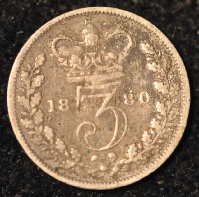 Threepence 1880 Victoria Young Head  (T10)