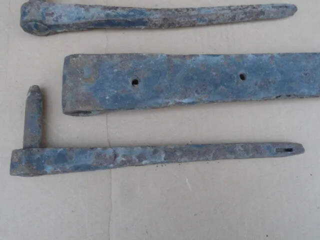 Pair of 4 ft Barn Door Gate Strap Hinges w/ Pintles Antique Hand Forged Nice One 11