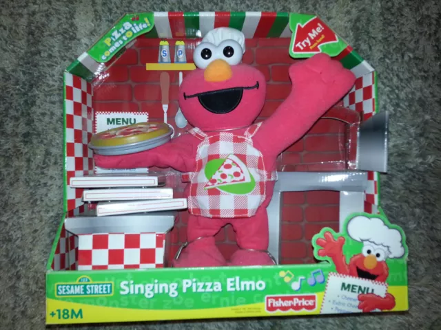 SINGING PIZZA ELMO 2007 Plush Toy SESAME STREET Fisher Price STUFFED ANIMAL DOLL