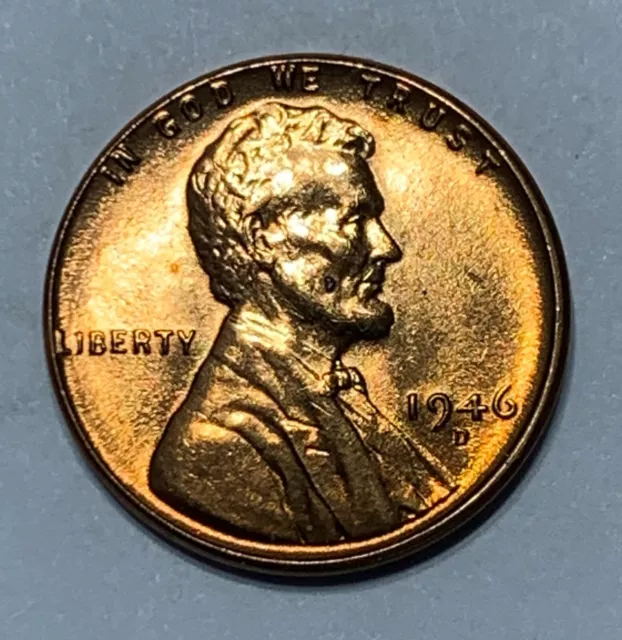 (BU Red Gem) 1946 D  Lincoln Wheat Penny Cent  Ch Superb Looking Coin