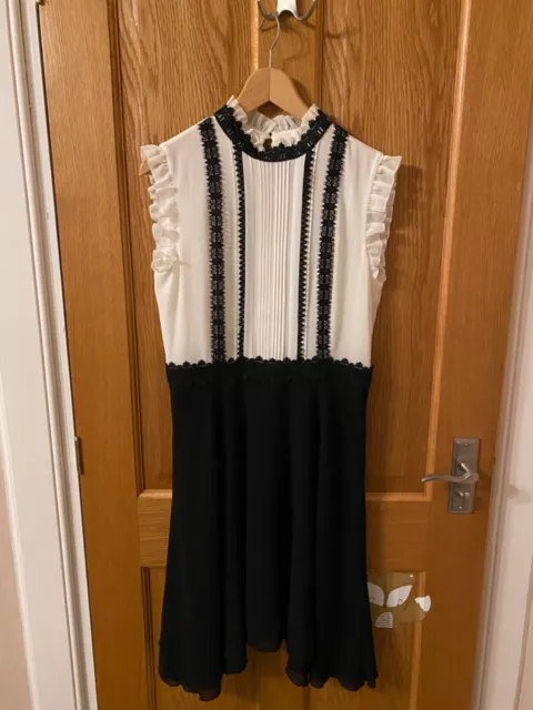 Reiss Black & White Collar dress 10