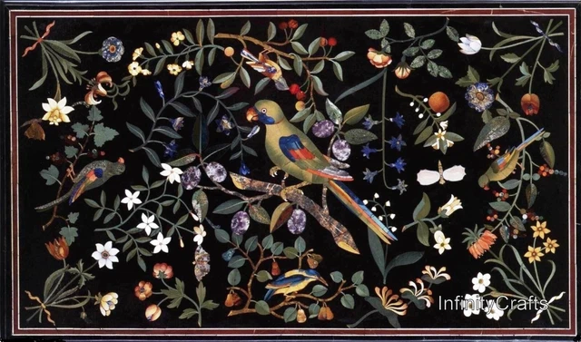 24 x 48 Inches Parrot Design Inlay Work Dining Table Top Marble Hallway Table