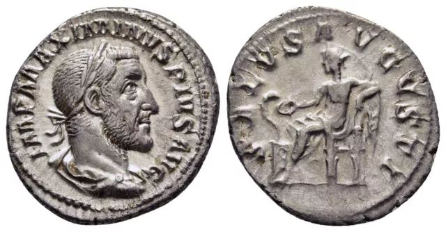 FITZ Rome Silver Denarius Maximinus I Thrax Salus Altar Snake @DSC81