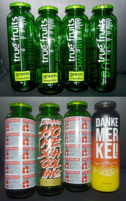 Konvolut 8x True fruits Green, Merkel u.a. 750 ml leer (02), gewaschen und versa