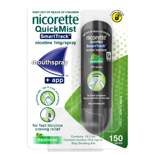 Nicorette QuickMist SmartTrack Mouthspray 150 Sprays - Freshmint + App