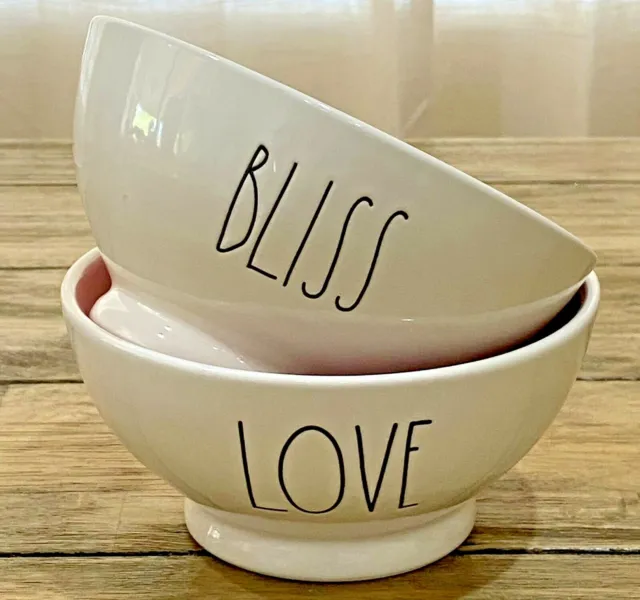 RAE DUNN Bowls ~  Bilss & Love ~ Footed Cereal Or Soup Farmhouse Style