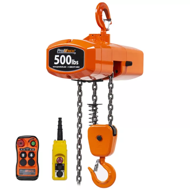 Prowinch 500 lb Electric Chain Hoist 20ft G100 Chain M4/H3 208~240/440~480V UL W