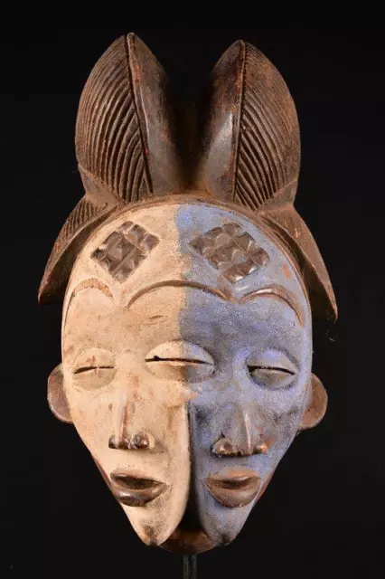 22559 Primitive African Punu Double-Faced Mask Gabon