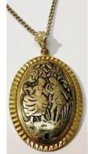 Pendentif Camée Vintage En Bois Naturel - Chaine Incluse - Bijou Ancien N°4442