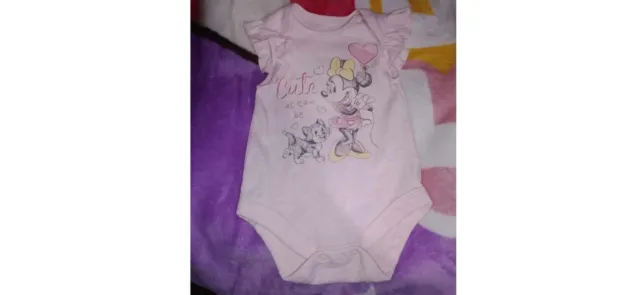 Disney Baby Girl Minnie Mouse One Piece Bodysuit Size 0-3 Months pink