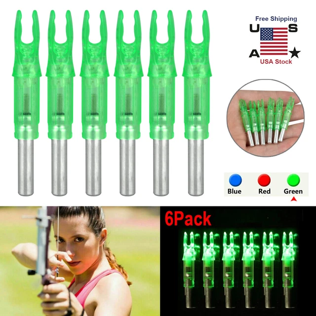 6Pcs Archery LED Lighted Nock Tail 6.2mm For Compound Bow Hunting Arrow Nocks US