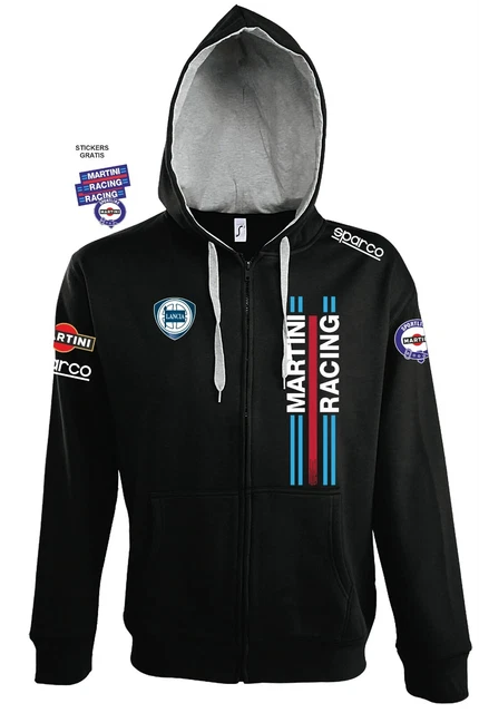 Felpa ZIP Cappuccio NEW MARTINI RACING replica lancia rally + 3 stickers gratis 3