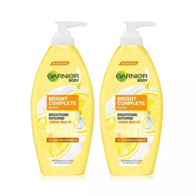 Garnier Light Extra Whitening Repairing Milk Body Lotion Cream 400ml X2