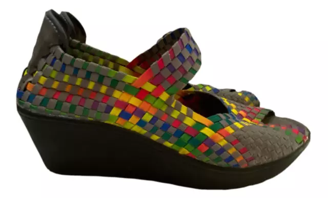 Steven Steve Madden Brynn Shoes Sz 8.5 Wedge Mary Jane Multicolor Womens