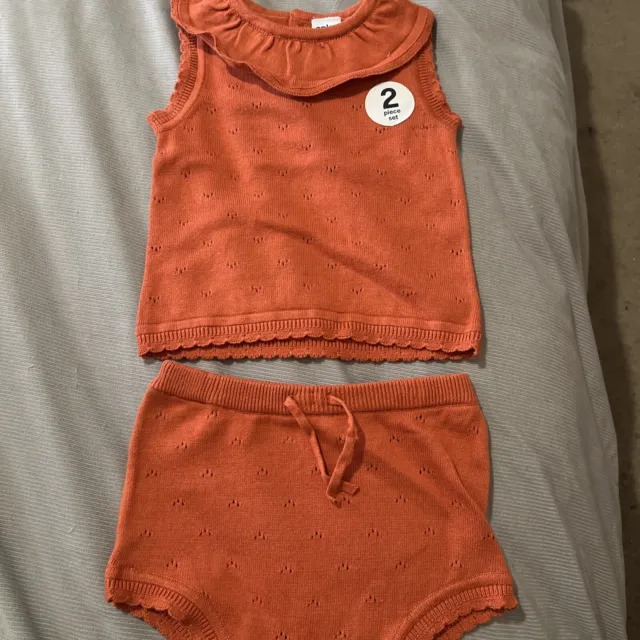 BNWT Baby Girls 2 Piece Short Sleeve Top And Shorts Size 00