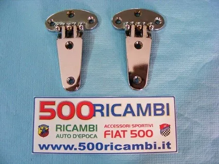 Fiat 500 & 126 Coppia Cerniere Cofano Motore Posteriore In Metallo Cromato Mod.1