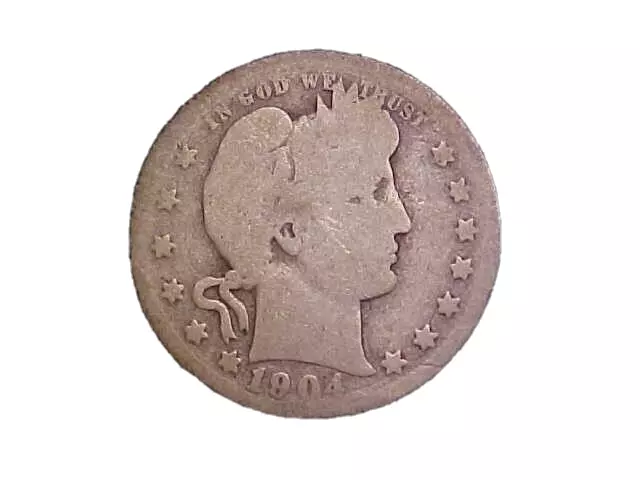 1904-P Barber Silver Quarter - Very Nice Circ Collector Coin!-c2901sxx2