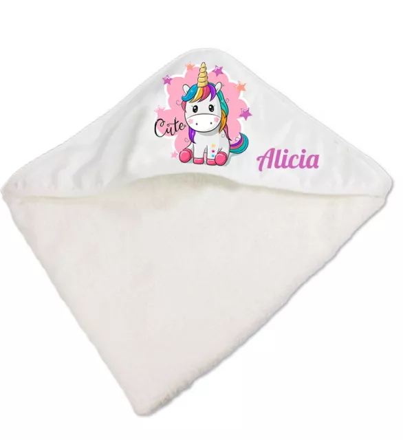 cape de bain sortie de bain motif licorne pour bébé fille personnalise réf 10