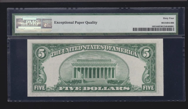 US 1934A $5 Silver Certificate FR 1651 PMG 64 EPQ V Ch CU (860) 2