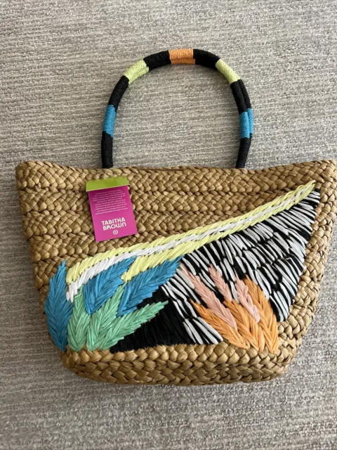 NWT Tabitha Brown x Target Abstract Botanical Woven Straw Tote Bag Purse