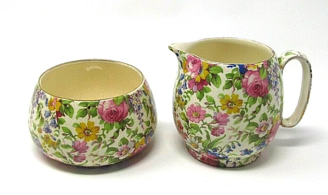 Royal winton grimwades summertime countess open sugar bowl and creamer set