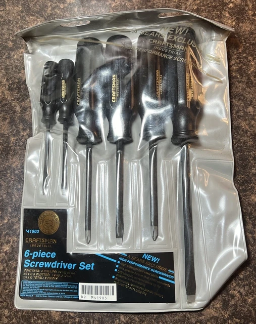 VINTAGE SEARS CRAFTSMAN Industrial 6 Piece Screwdriver Set 41903 Black