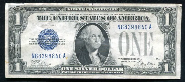 Fr. 1601 1928-A $1 One Dollar “Funnyback” Silver Certificate Extremely Fine (B)