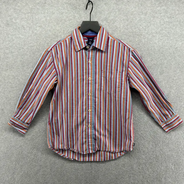 GAP Kids Boys' Red Striped Long Sleeve Button Up Shirt Size S 6-7