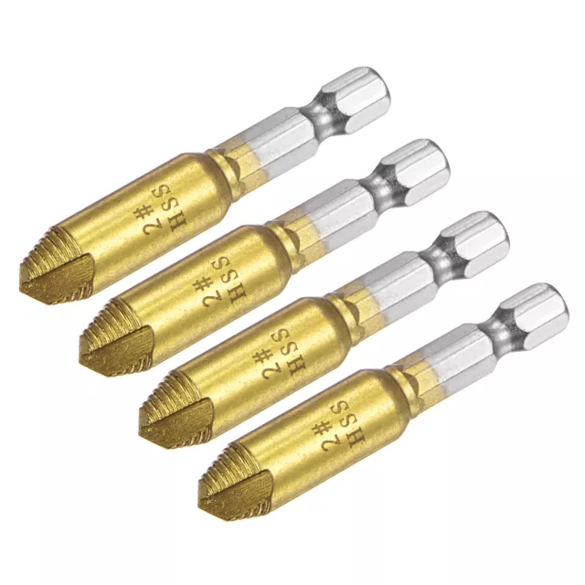 #2 1/4" Hex Shank Titanium Coated High Speed Steel Damaged Screw Extractor 4pcs