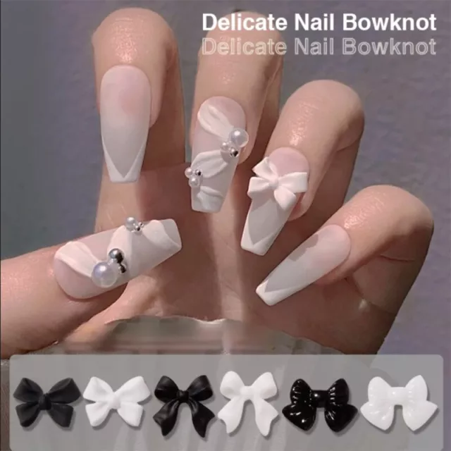 100PCS 3D Nail Art Decoration Ribbon Bow Manicure Beauty Charms Tips Jewelry ☆