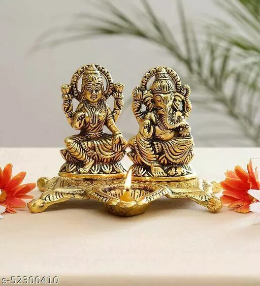 Decorative Laxmi Ganesha Statue Idol Murti Diya Showpiece Diwali Gift India Art