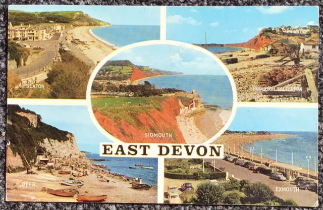 East Devon, Beer, Sidmouth, Exmouth (Salmon Series) POSTCARD 1960’s