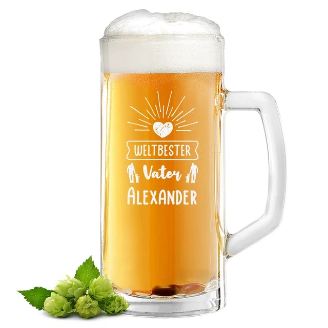 Boccale per birra, 0,5 l, con incisione, regalo per uomini, per compleanno, anniversario e Natale, lavabile in lavastoviglie, con trattino, regalo per uomini per intenditori