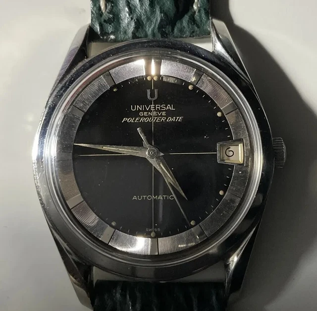 Montre Universal Genève Polerouter 3 Vintage - Boîtier Acier Inoxydable - Mouvement Automatique Suisse - NOS (New Old Stock)