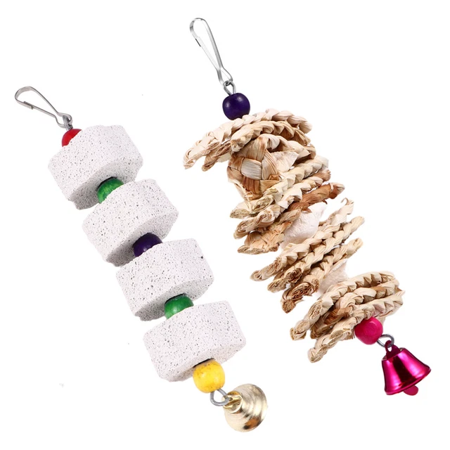 2Pcs Parakeets Cage Toy bird toys Calcium Kaut Vögel Spielzeug Vogel Käfig