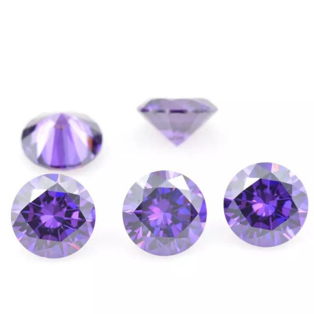 2.0mm	100pcs	 Amethyst Round Cut Loose Cubic zirconia CZ Stone AAAAA Bright