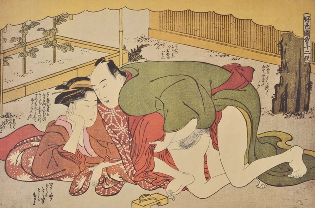 Kitagawa Utamaro (Según ) : Amor Jardín,Litografía Erótica, 1973