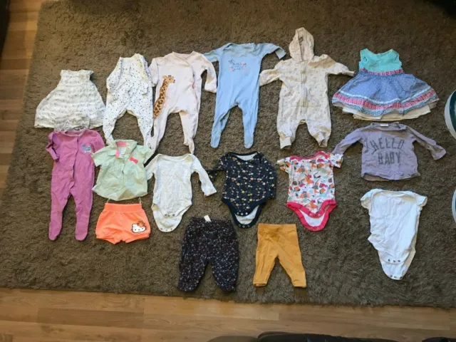 Joblot Bundle of 16 Items of Clothing for a Baby Girl Aged between 3-6 Months
