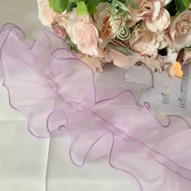 5 Yards Sheer Lace Ruffle Trim Mesh Edging Tulle Ribbon for Wrapping Flower DIY