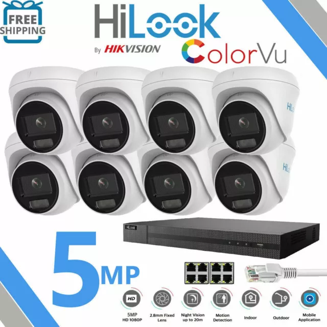 Hikvision Colorvu Poe Cctv System Ip Uhd 8Mp Nvr 4K 5Mp 24/7 Colorvu Camera  Kit