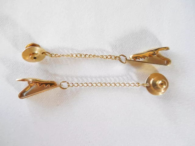 Set of 1/20 12Kt Gold Filled Tie Tack Chains with Alligator Clips pre-owned
