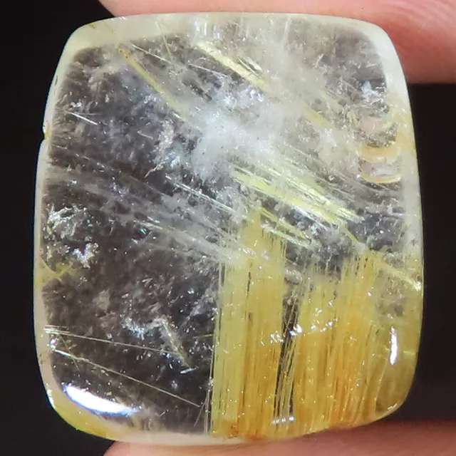 Natural Golden Needle in Rutule Quartz 24.90 CT 18x20x6 mm Cushion Cab Gemstone 3