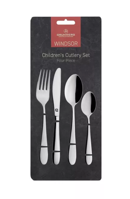 4 Piece Kids / Childrens Cutlery Set - Stainless Steel