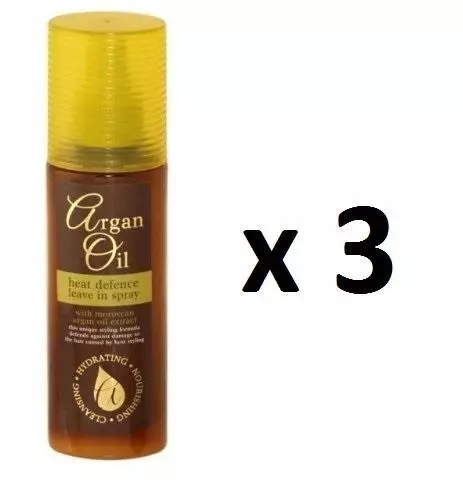 3x Argan Oil Heat Defence Leave in Spray Protector Heat Defence 150ml