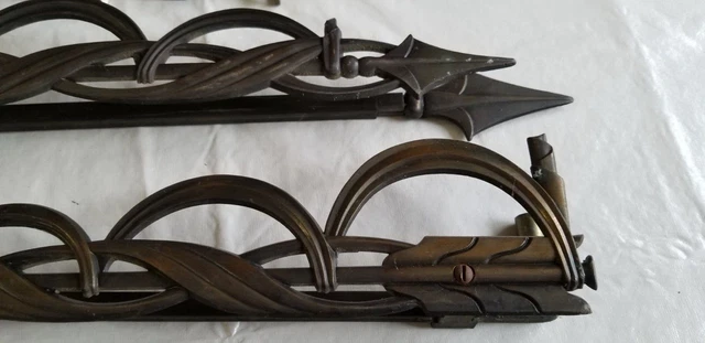 Pr Antique Art Deco Victorian Swing Arm Curtain Drapery Rods w/ Brackets Excelle 5