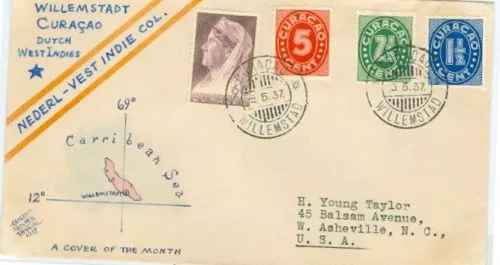 Curacao Taylor hand drawn Cover of Month Scott 128//132