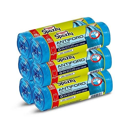 Domopak Spazzy Sacchi Nettezza Antiforo con manici - Casalingo 28 lt - 120 pz